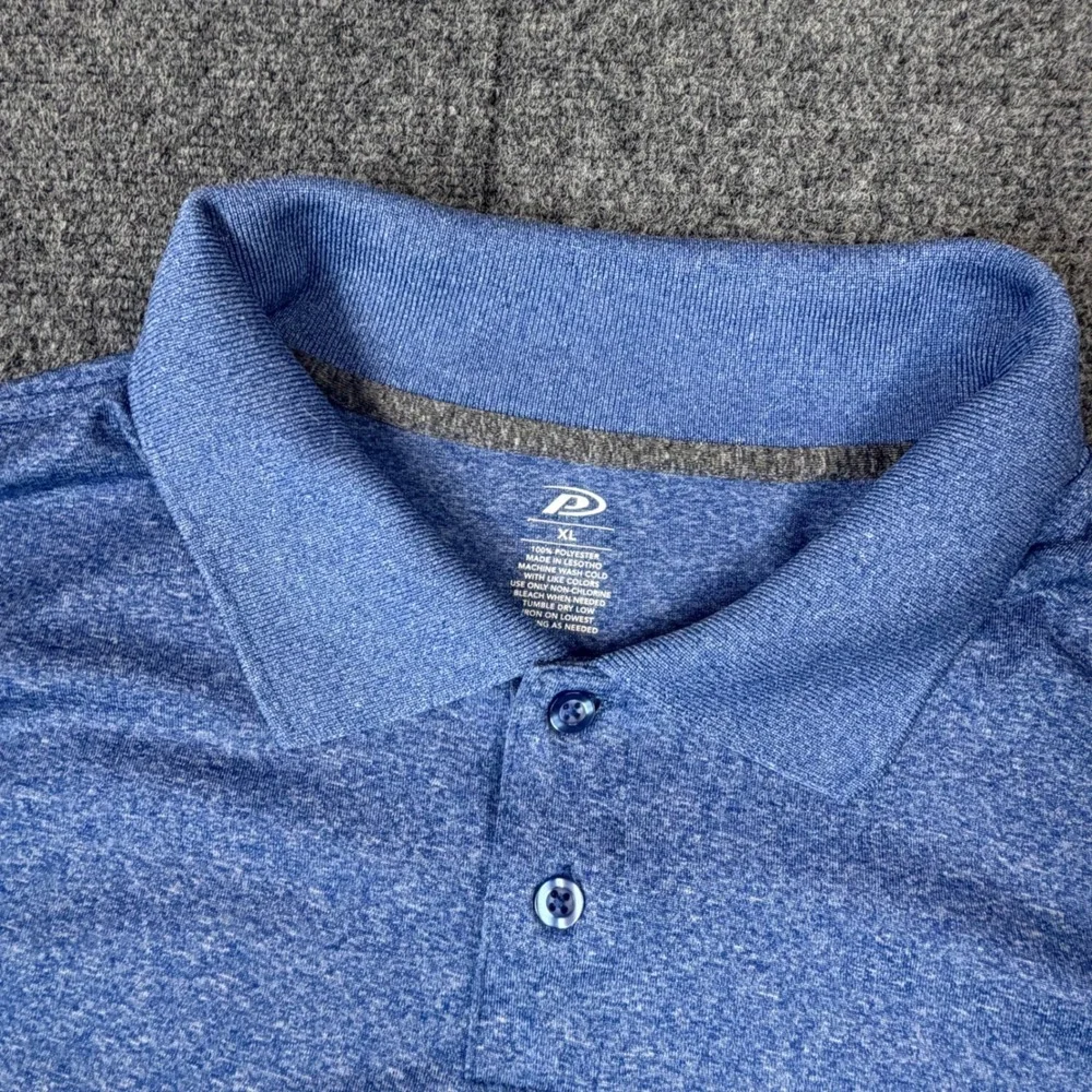 Pro Player Mens XL Blue Heathered Performance Golf Polo‎ Shirt Short Sleeve XL